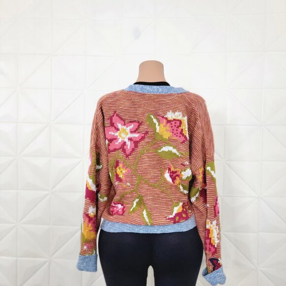 Sundance Women's Colorful Floral Floral Embroidered Cardigan Sweater Size XL - Picture 6 of 9